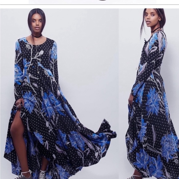 Vintage Free People - First Kiss Floral Printed Long Sleeve Maxi Dress -… - Picture 13 of 13